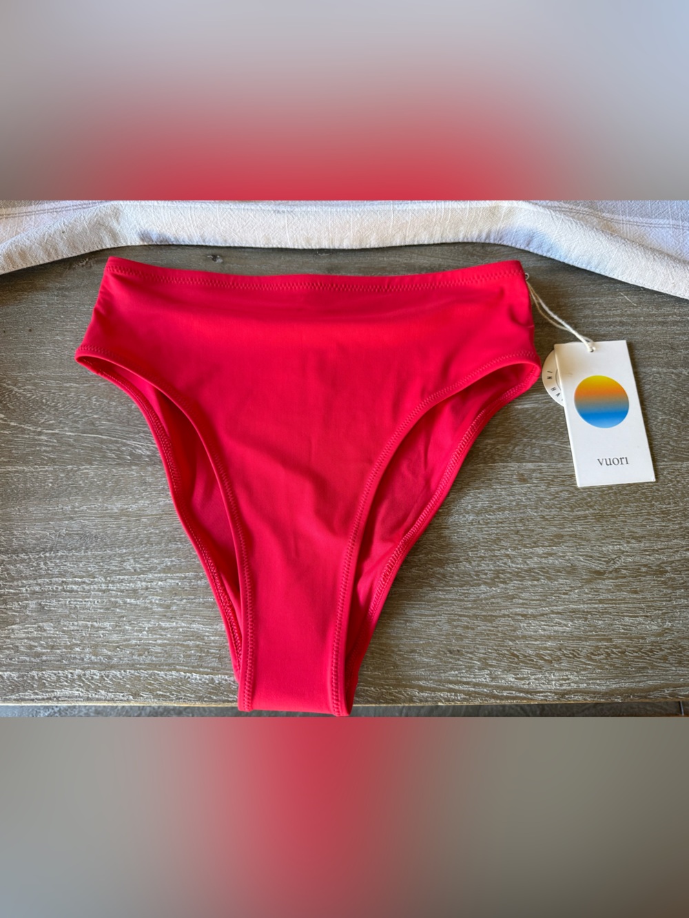 Vuori High Waist Red Bikini Bottoms, XS NWT